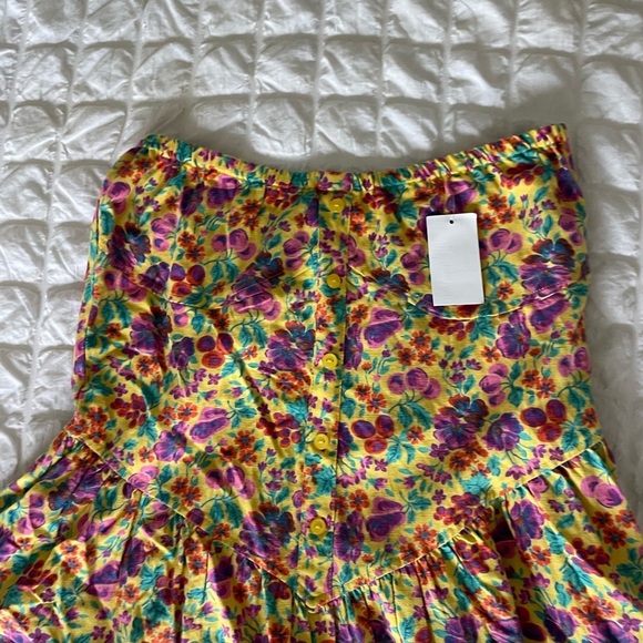 Nasty Gal skater ditsy floral strapless linen cotton mini dress - Picture 6 of 12